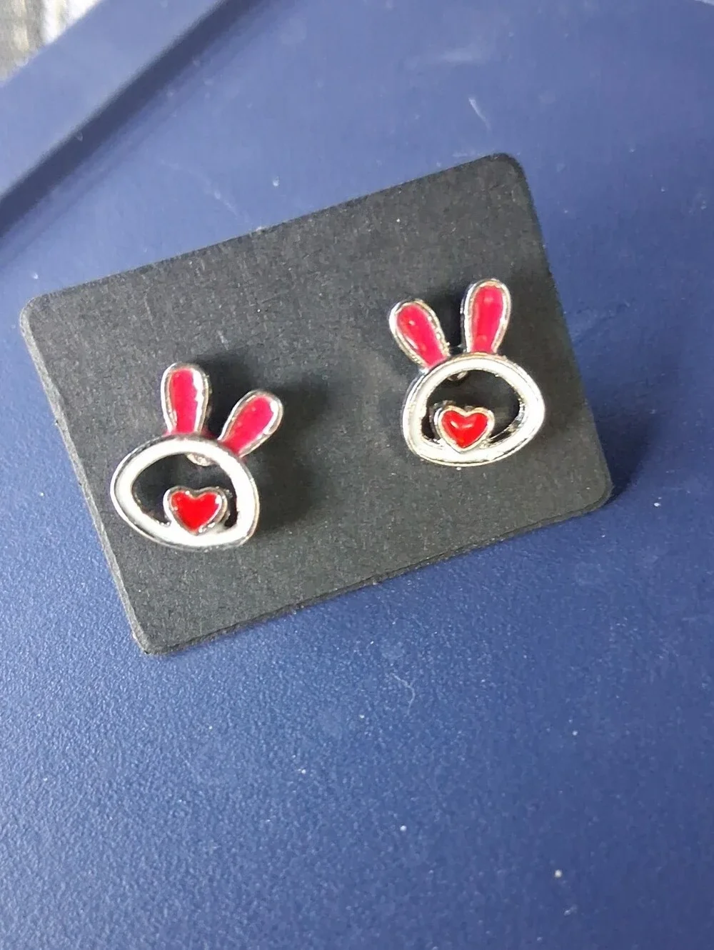 $8 Each Or Bundle 5/$20 Silver Bunny Heart Stud Earrings